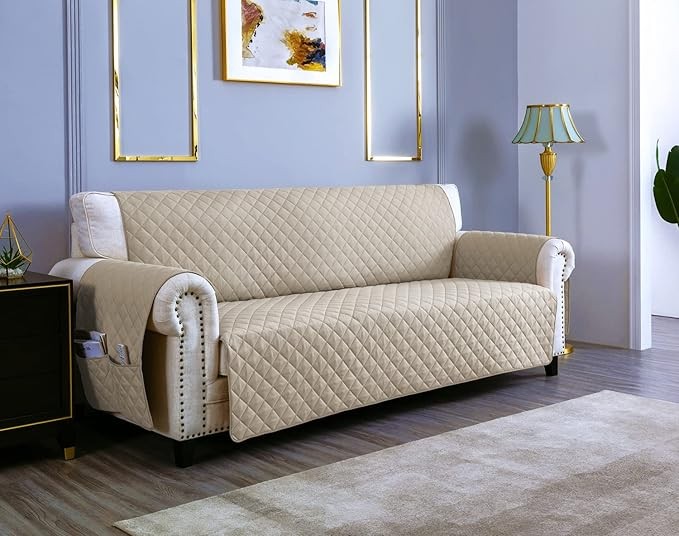 sevi's Funda Sofa 3 Plazas 170cm Universal Impermeable con Brazos, Protector para Sofás, Color Beige