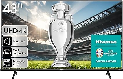 Hisense TV 43A6K - UHD 4K Smart TV de 43 Pulgadas Televisor, Dolby Vision, Modo Juego Plus, DTS Virtual X, Control por Voz televisor (2023) [Clase de eficiencia energética F]