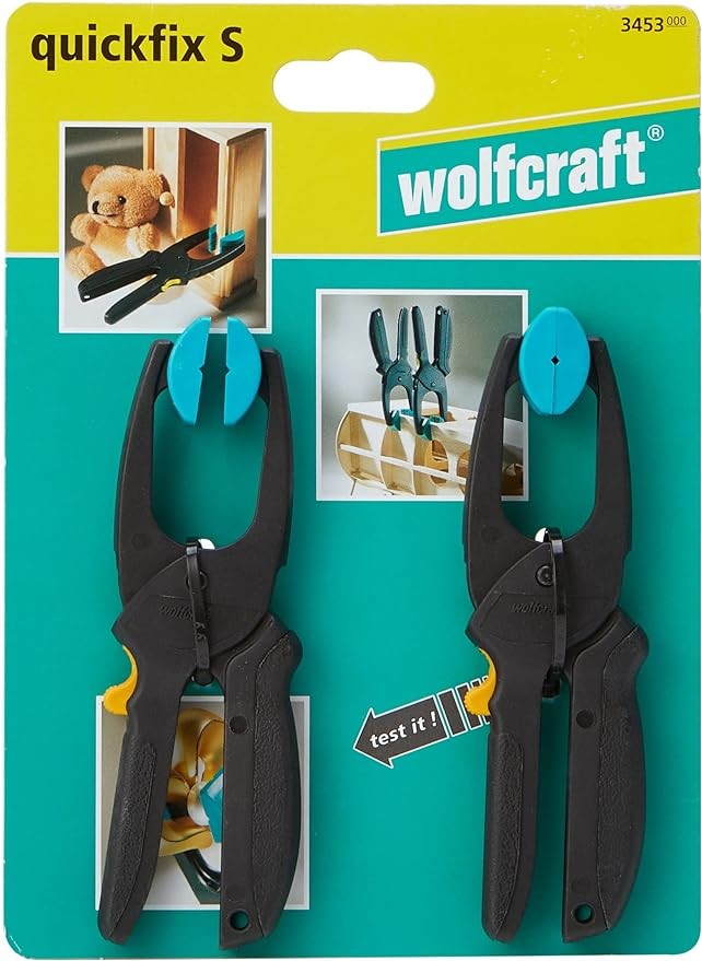 wolfcraft 2 pinzas de carraca MINI I 3453000 I Para trabajar con fuerza de sujeción dosificable, ideal para el hogar y las manualidades