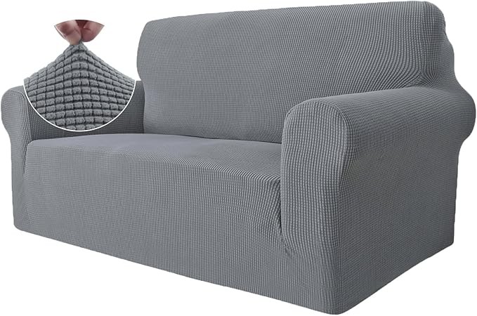 Ystyle Funda Sofa 2 Plazas, Ajustables Fundas Sofa Elasticas, Protector Sofa Gatos Arañazo y Perros Mascotas, Funda de Sofá con Reposabrazos Antideslizante Antimanchas Lavable, Gris Claro