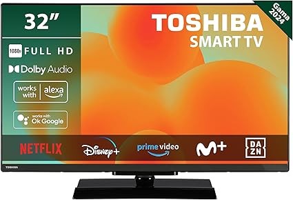 TOSHIBA 32LV3E63DG Smart TV de 32", con Resolución Full HD (1920 x 1080), HDR, Compatible con Asistente de Voz Alexa y Google, Bluetooth [Clase de eficiencia energética E]